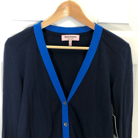 SOLD Juicy Couture Navy Blue Colorblock Cardigan - Picture 2 of 7